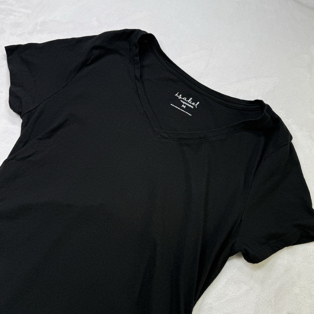 Isabel by Ingrid & Isabel Black V‎ Neck Maternity Top Womens Medium Ruched